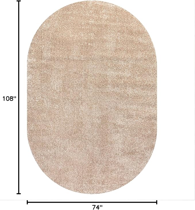 JONATHAN Y Haze Solid Low-Pile Beige 6x9 Oval Indoor Area Rug, Coastal,Bohemian,Minimalist,Classic, Easy-Cleaning for Living Room,Bedroom,Kitchen,Pet Friendly,Non-Shedding (SEU100G-6OV)