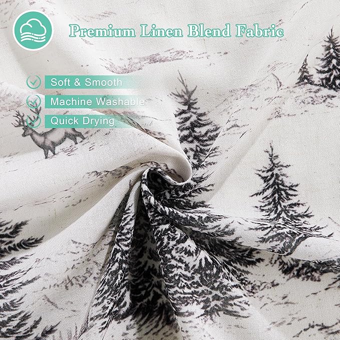 KGORGE Grey Forest Shower Curtain Liner for Bathroom, Linen Textured Semi Sheer Washable Quick Dry Privacy Screen Décor Modern Farmhouse Shower Curtain with 12 Hooks, W 72 x L 72, 1 Panel