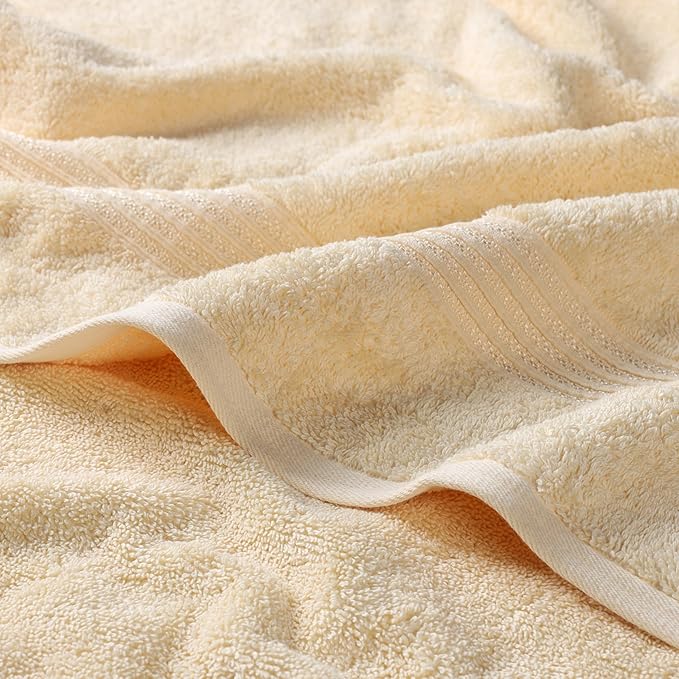 Superior Heritage Egyptian Cotton Bath Towel Set, Large Body Towels for Home Bathroom, Master, Guest Bath Decor, Plush, Absorbent Basics, Spa, Hotel, Resort, Luxury Essentials, Set of 4, Canary