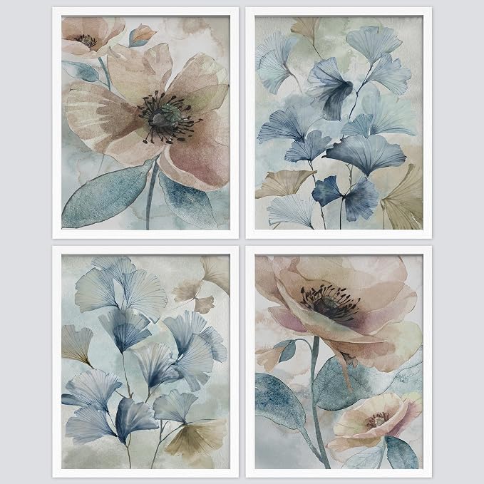SIGNWIN Framed Poster Botanical Floral Nature Wilderness Photography Realism Decorative Rustic Cozy Zen for Living Room, Bedroom, Office - 8"x10"x 4 White