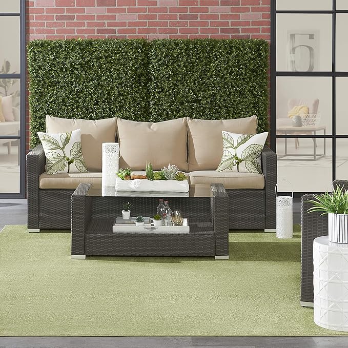 Nourison Home Nourison Essentials Green 8' x 10' Area Rug - Easy Clean, Non Shedding, Bed Room, Living Room, Dining Room, Kitchen (8' x 10')