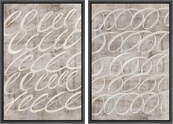 MUDECOR Framed Canvas Print Wall Art Vintage Mid-Century Swirl Abstract Shape Illustrations Modern Art Decorative Bohemian Colorful Chic for Living Room, Bedroom, Office - 16"x24"x2 Black