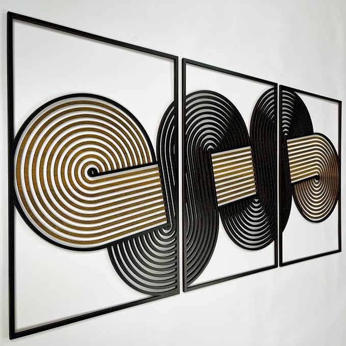 Rustic Wall Art featuring Modern Geometric Wooden Wall Decor, Mid Century Wood Wall Art, Endless Motion Wall Panels, Rustic Home Gift for Living Room and Bedroom
