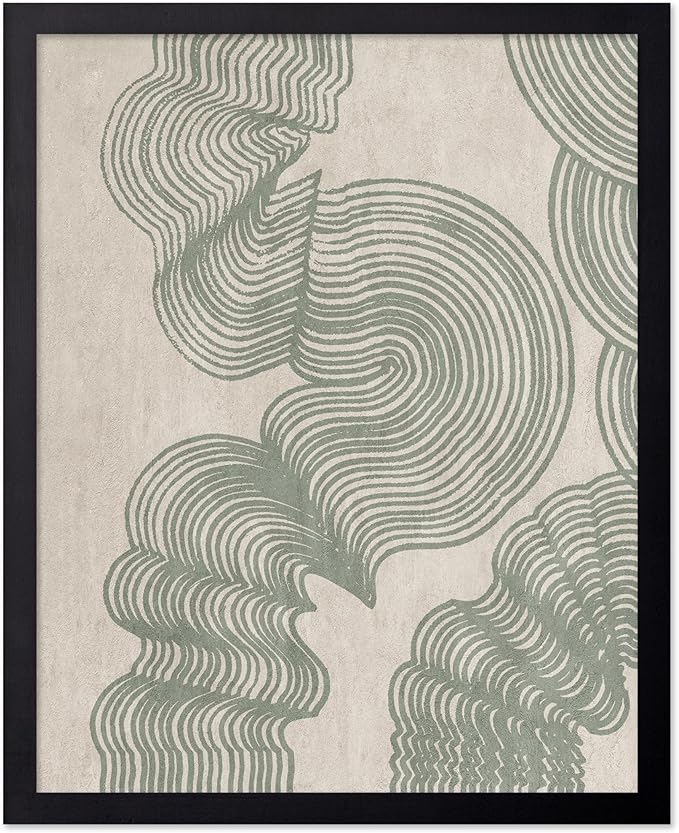 Poster Master Line Drawing Poster - Curved Lines Print - Geometric Art - Sketch Art - Abstract Art - Mid Century Modern Art - Minimal Art - Great Bedroom or Living Room Decor - 8x10 Black Framed