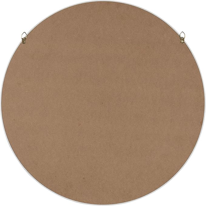 Kate and Laurel Travis Round Wood Wall Mirror, 21.6" Diameter, White, Modern Wall Décor Accent