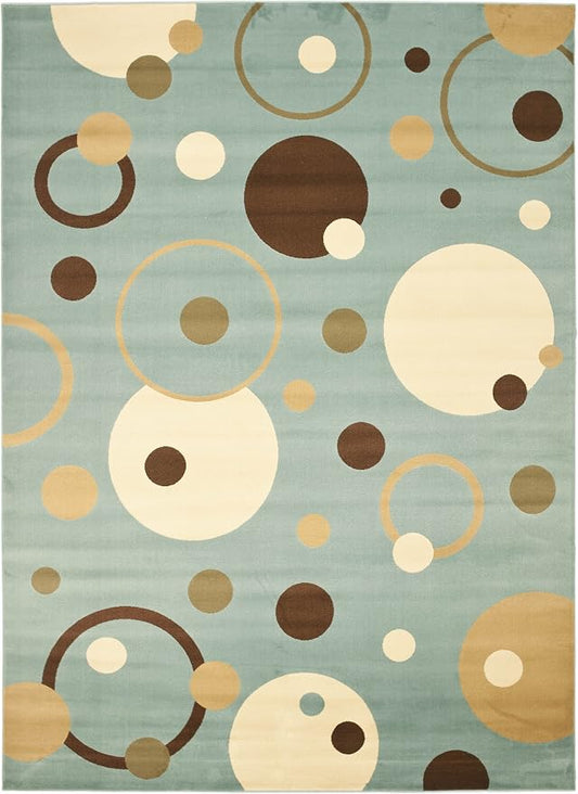 SAFAVIEH Porcello Collection Area Rug - 8' x 11'2", Blue & Multi, Mid-Century Modern Abstract Design, Non-Shedding & Easy Care, Ideal for High Traffic Areas in Living Room, Bedroom (PRL6851-6591)