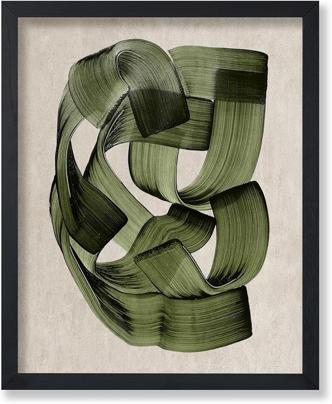 Poster Master Green Abstraction Poster - Brush Strokes Print - Painted Swirl Art - Chic Boho Design - Abstract Illustration - Great Office or Living Room Decor - 18x24 UNFRAMED Wall Decor
