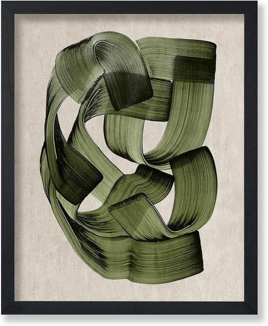 Poster Master Green Abstraction Poster - Brush Strokes Print - Painted Swirl Art - Chic Boho Design - Abstract Illustration - Great Office or Living Room Decor - 11x14 UNFRAMED Wall Decor
