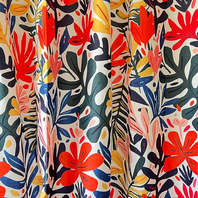 Colorful Leaf Print Shower Curtain - Modern Floral Pattern - Home Decor - Fabric Shower Curtain for Any Bathroom - 72x72 Inches (Colorful Leaves)