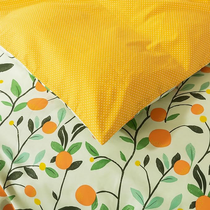 HoneiLife Duvet Cover Queen Size - Cotton Comforter Cover Floral Duvet Cover Sets 3-PC, Wildflower Duvet Cover with Zipper Closure & Corner Ties, Botanical Comforter Cover Sets, Fruit