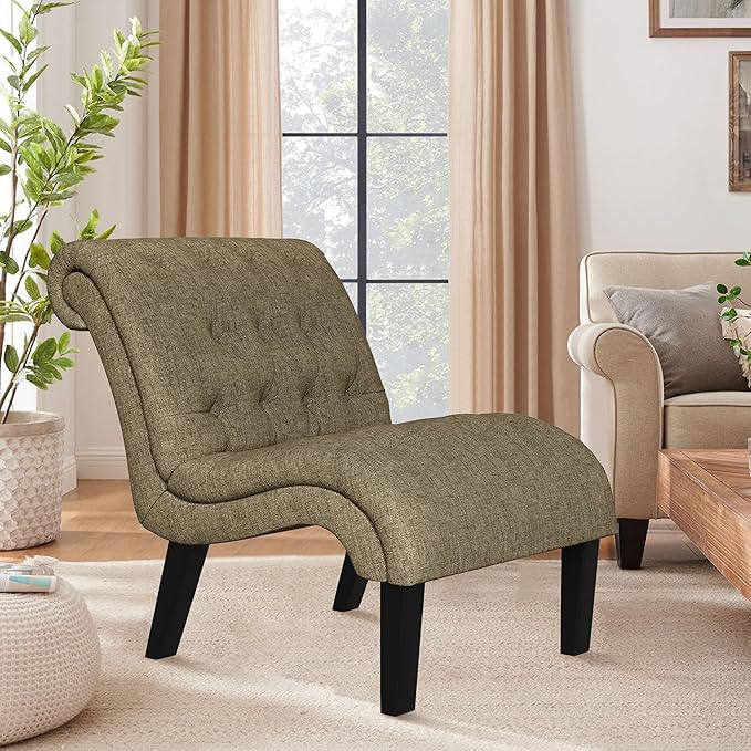 Accent Chair for Bedroom Living Room Modern Button Tufted Upholstered Armless Corner Chair with Wood Legs
