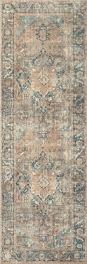 Loloi Margot Collection MAT-02 Terracotta/Lagoon 8'-6" x 11'-6" Area Rug feat. CloudPile, No-Shed Easy Clean Large Patterned Area Rug for Living Room, Bedroom, Dining Area