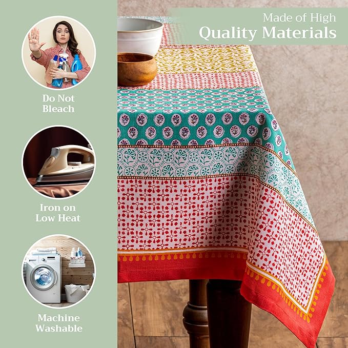 Maison d' Hermine Table Cloth Rectangle Table 100% Cotton 70 x 140 Inches Tablecloth Reusable Decorative for Dining Room Farmhouse Home Valentines Day Decorations Spring Summer - Provence
