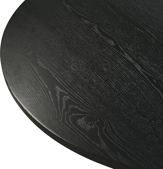 48" Round Dining Table for 6, Mid Century Modern Round Dining Table for 4-6 People, Round Kitchen Table Pedestal Base for Home Dining Room Kitchen Living Room Restaurant Furniture, EbonyBlack