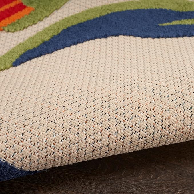 Nourison Home Aloha Multicolor 6' x 9' Area Rug - Easy Clean, Non Shedding, Bed Room, Living Room, Dining Room, Kitchen (6' x 9')