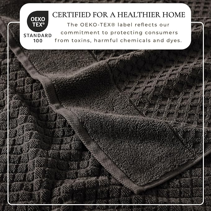 Great Bay Home Bath Towels - 100% Cotton 6 Piece Towel Set - Diamond Waffle Weave - Absorbent, Durable, Quick-Dry Towels for Bathroom (Midnight)