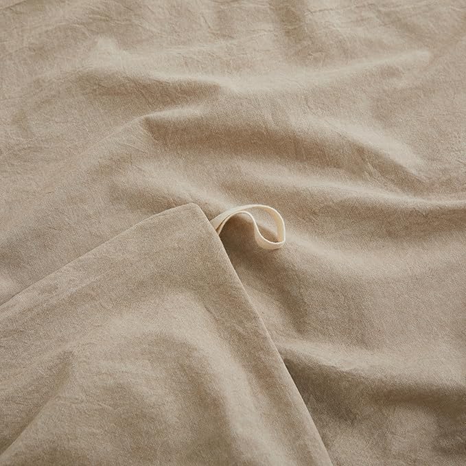 LOVQUE Bedding Duvet Cover Queen Size, 100% Washed Cotton Linen Like Natural Bedding Set with Zipper Closure (No Comforter), 90x90, Linen Grey