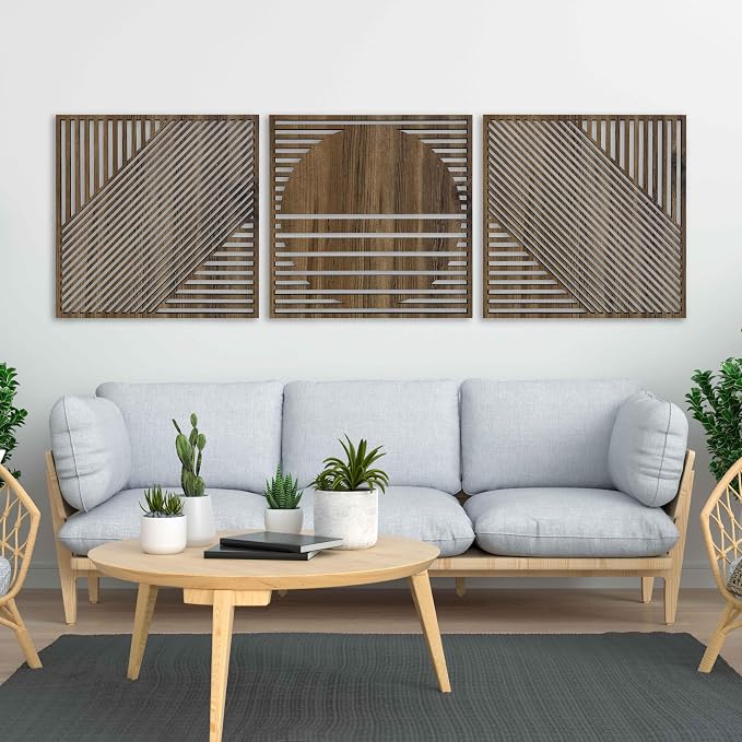 Mid Century Modern Wood Wall Art Boho Style, Large Wall Decoration for Retro Interiors, Handcrafted Wooden Wall Art, Boho Wood Wall Decor Gift