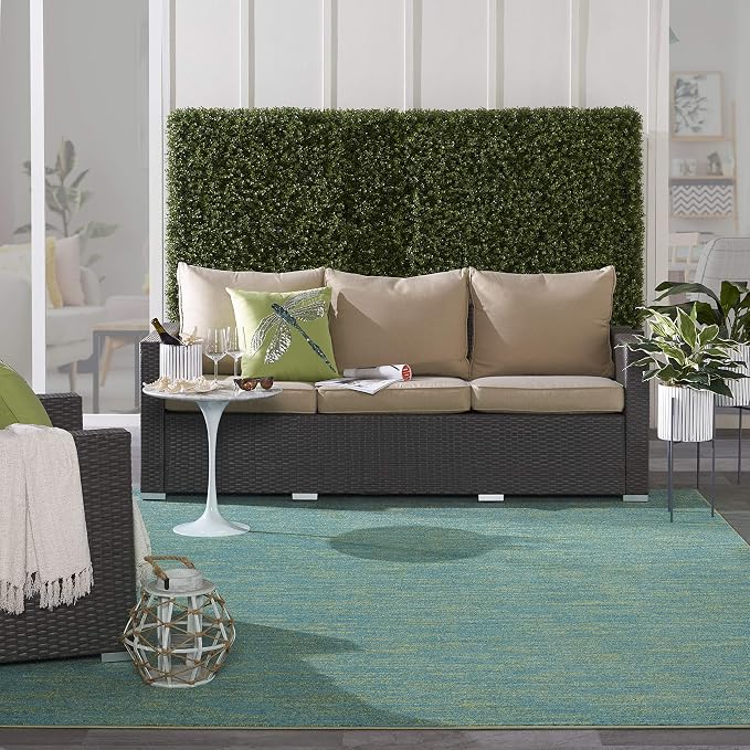 Nourison Home Nourison Essentials Blue Green 10' x 14' Area Rug - Easy Clean, Non Shedding, Bed Room, Living Room, Dining Room, Kitchen (10' x 14')