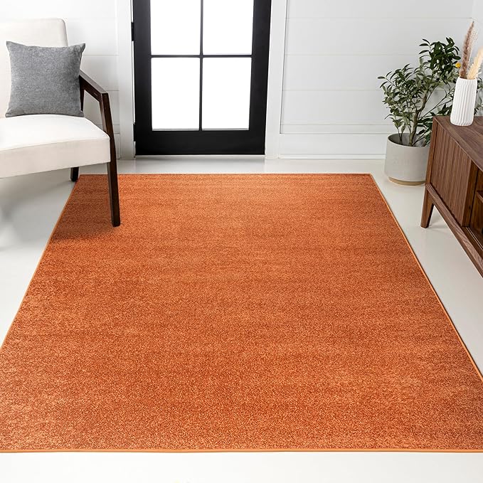 JONATHAN Y Haze Solid Low-Pile Orange Indoor Area Rug 12x15, Coastal,Bohemian,Minimalist,Classic, Easy-Cleaning for Living Room,Bedroom,Kitchen,Pet Friendly,Non-Shedding (SEU100M-15)