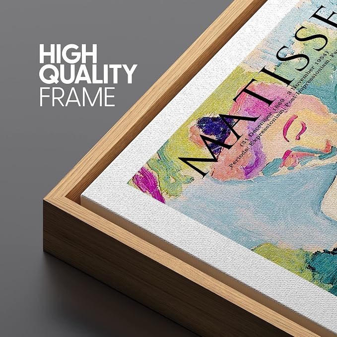 SIGNLEADER Framed Canvas Print Wall Art Matisse Woman in Garden Abstract Brushstroke Illustrations Expressionism Traditional Colorful Multicolor for Living Room, Bedroom, Office - 16"x24" Natural