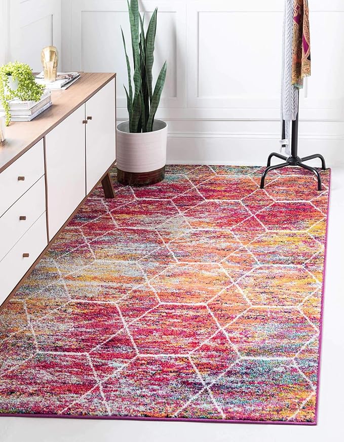 Unique Loom Trellis Frieze Collection Area Rug - Geometric (5' x 8', Multi/ Ivory)