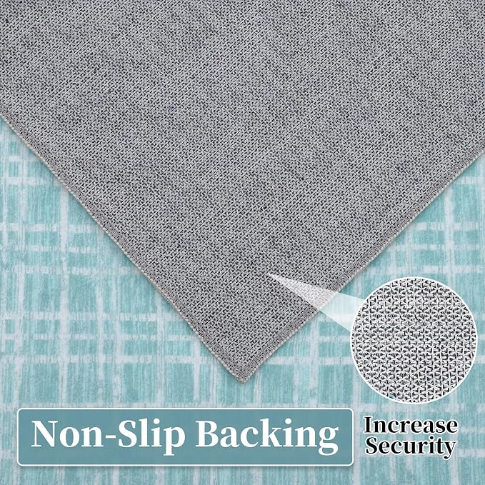 Washable Rug 5x7 Area Rug for Living Room Bedroom Rug Modern Contemporary Large Area Rug Non Slip Throw Rugs Soft Faux Wool Low Pile Stain Resistant Carpet for Dining Room 5'x7' Mint Green