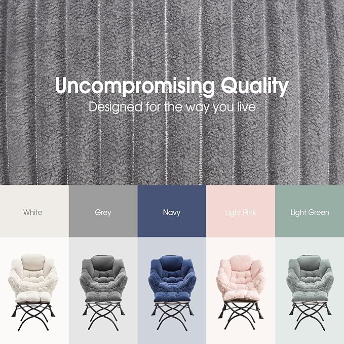Lazy Chair with Ottoman, Comfy Lounge Chair for Reading, Relaxing, and Napping, Perfect for Living Room, Bedroom or Office, Grey