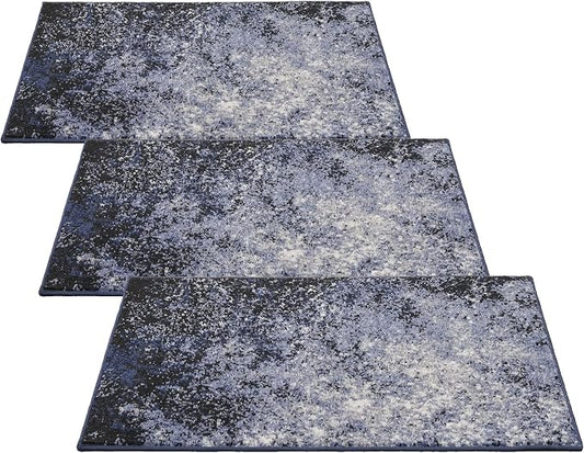 Nourison Passion Light Blue/Black 1'10'' x 2'10'' Area-Rug, Modern, Abstract, Easy-Cleaning, Non Shedding, Bed Room, Living Room, Dining Room, Kitchen, (2' x 3') (Pack of 3)