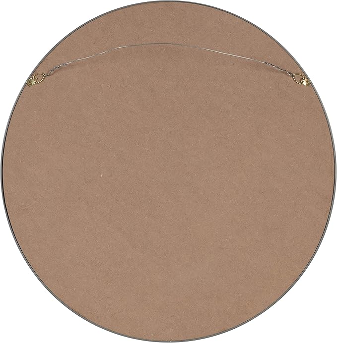 Kate and Laurel Travis Round Wood Wall Mirror, 21.6" Diameter, Navy Blue, Modern Wall Décor Accent