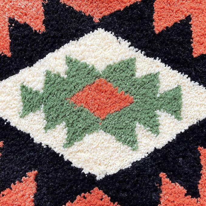 Bohemian Bathroom Rug Runner 60x24 Inch Long Bath Mat for Bathroom Tub Bedroom Kitchen Laundry Room Hallway, Fluffy Soft Bohemian Carpet Runner, Home Decor Rug, Coral