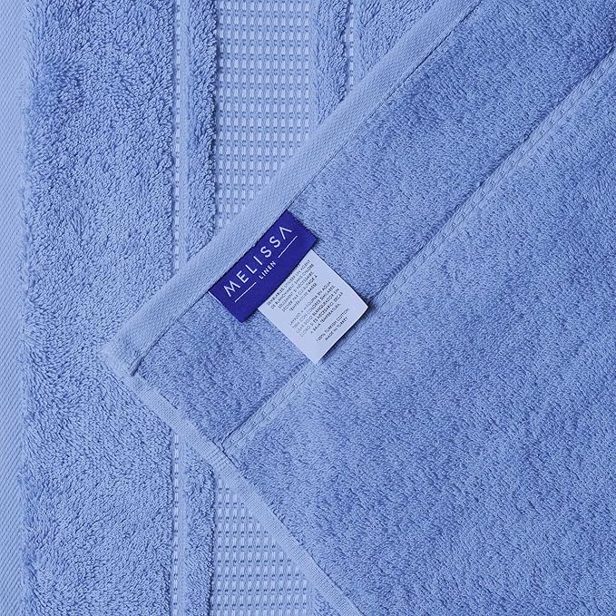 Melissa Linen 2 Pack Hand Towel for Bathroom, Extra Absorbent, Durable and Fast Drying, 20x35 Inch Size and Made of 100% Cotton, Luxury Design, Cobalt Blue