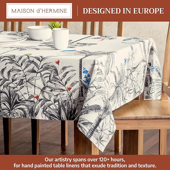 Maison d' Hermine Table Cloth Rectangle Table 100% Cotton 54 x 72 Inches Fall Tablecloth Reusable Everyday Use for Thanksgiving Christmas Decorations Dining Farmhouse Party (Amazonia)