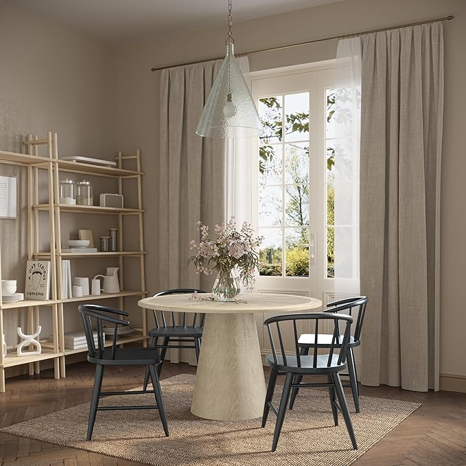 Jofran Nash Mid-Century Modern Round Pedestal Dining Table for Kitchen or Dining Room