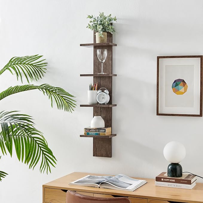Danya B. Arica Utility Column 4-Tier Spine Wall Mount Shelves (Hickory)