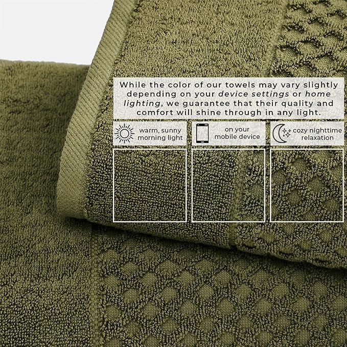 Great Bay Home Hand Towels - 100% Cotton 6 Pack 26x16 Hand Towel Set - Absorbent, Durable, Quick-Dry Towels for Bathroom (Olive)