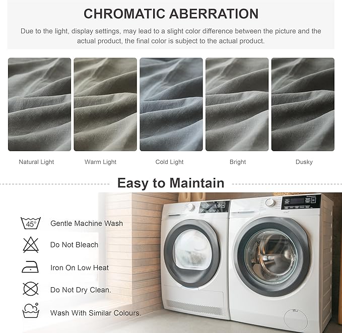 Simple&Opulence 100% Linen Duvet Cover Set, 3 PCS Ultimate Grey Duvet Cover King Size, Breathable Soft Comfy Linen Bedding Comforter Cover with 2 Pillowcases(Ultimate Grey, 104"x92")