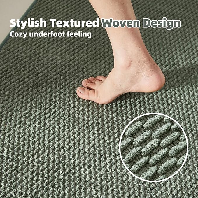 Large Bathroom Rugs Non Slip Washable Bath Rugs Super Absorbent Bathroom Rug Thin Quick Dry Low Pile Bath Mats, Sage Green 36"x48"
