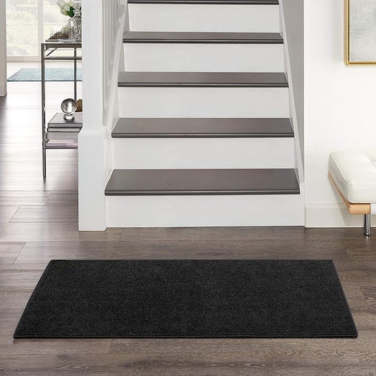 Nourison Home Nourison Essentials Black 2' x 4' Area Rug - Easy Clean, Non Shedding, Bed Room, Living Room, Dining Room, Kitchen (2' x 4')