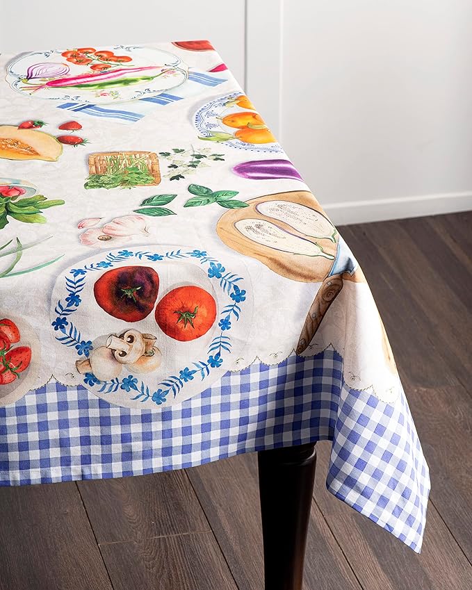 Maison d' Hermine Table Cloth Square Table 100% Cotton 60 x 60 Inches Tablecloth Reusable Decorative for Dining Room Farmhouse Home Valentines Day Decorations Spring Summer - Gourmand