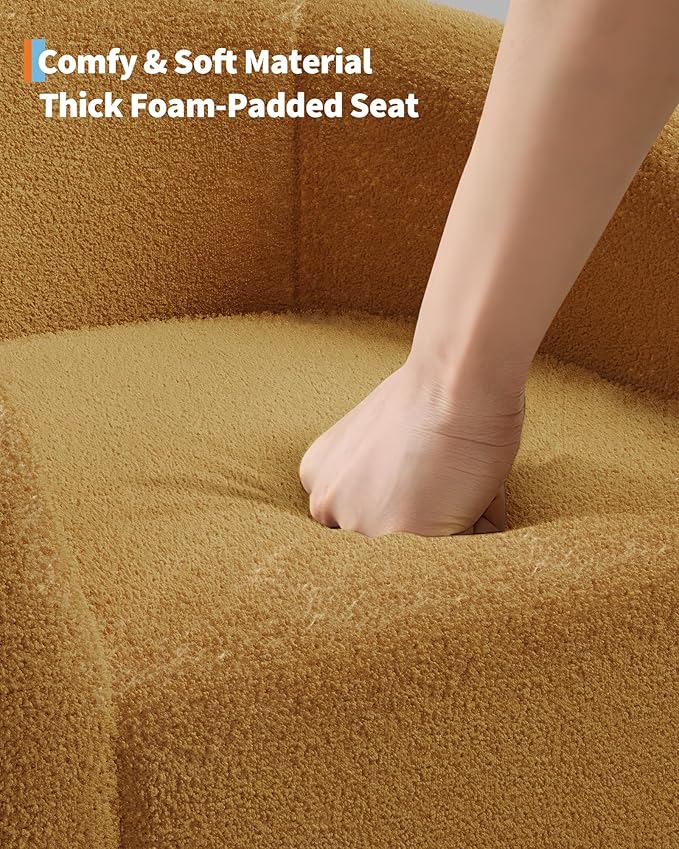 GarveeHome Accent Barrel Chair Boucle Club Chair Furry Sherpa Armchair Suitable for Living Room Bedroom Reception Room Office(Yellow)