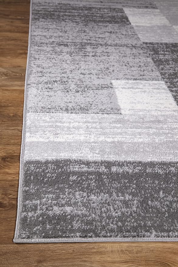 Rugshop Oslo Modern Geometric Boxes Runner Rug 2' x 7' Gray