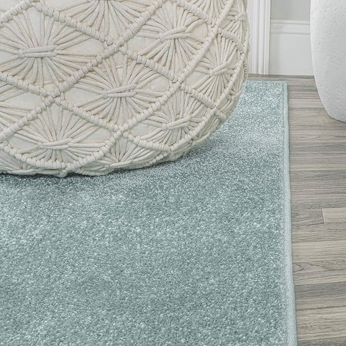 JONATHAN Y Haze Solid Low-Pile Aqua Blue Runner Rug 2x8, Coastal,Bohemian,Minimalist,Classic, Easy-Cleaning for Living Room,Bedroom,Kitchen,Pet Friendly,Non-Shedding (SEU100S-28)