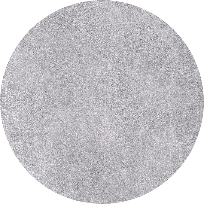 JONATHAN Y Haze Solid Low-Pile Gray 5' Round Indoor Area Rug, Coastal,Bohemian,Minimalist,Classic, Easy-Cleaning for Living Room,Bedroom,Kitchen,Pet Friendly,Non-Shedding (SEU100A-5R)