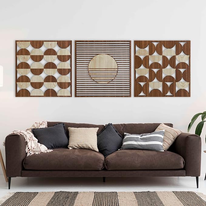 Modern Bauhaus Wood Wall Art, Abstract Boho Wooden Wall Art, Unique Mid Century Modern Geometric Design, Bauhaus Home Decoration
