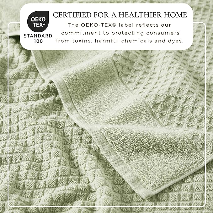 Great Bay Home Bath Towels - 100% Cotton 4 Pack 54x27 Bath Towel Set - Absorbent, Durable, Quick-Dry Towels for Bathroom (Pale Green)