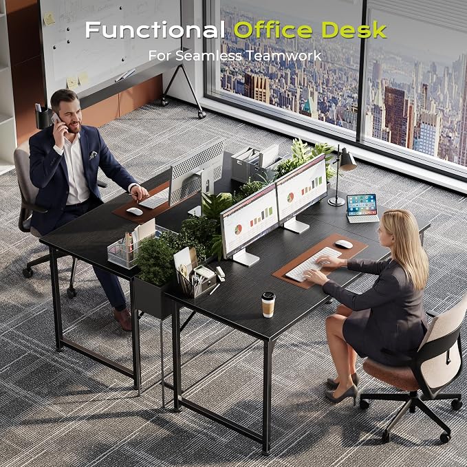 PRAISUN 47 Inch Computer Desk, Home Office Desk with Spacious Desktop, Modern Gaming Desk, Writing Study Table for Bedroom, Small Spaces, Work from Home Desk with Metal Frame, Black
