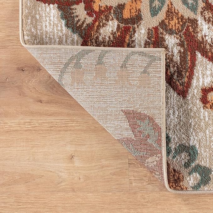 Rugshop Beige Floral Runner Rug- Vintage Botanical Indoor Carpet for Living Room, Bedroom, or Dining Room – Non-Shedding, Soft Low-Pile Traditional Runner Rug 2' 3" x 8'