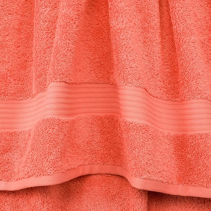 Cotton Paradise Hand Towels for Bathroom, 100% Cotton Turkish 4 Piece Hand Towel Set, Soft Absorbent Face Towels, Coral