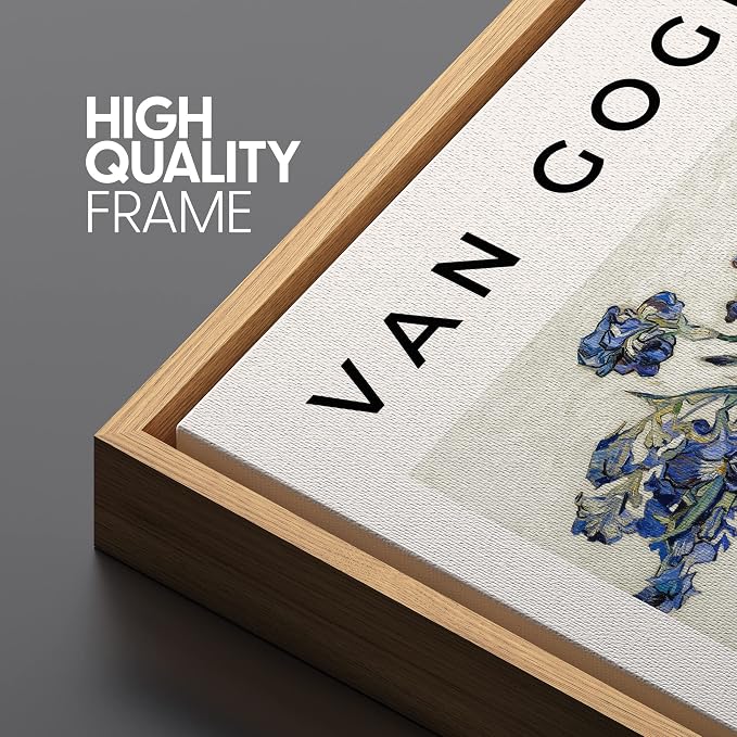 SIGNLEADER Framed Canvas Print Wall Art Van Gogh Irises 1890 Decorative Brushstroke Illustrations Fine Art Colorful Multicolor Warm for Living Room, Bedroom, Office - 16"x24" Natural